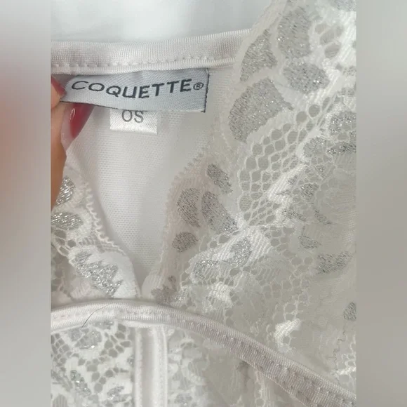 2FOR$30 Coquette Brand White Mesh Sheer Lacey Babydoll Lingerie - Picture 5 of 8